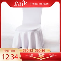 thickened skirt dining chair cover white elastic chair slipcover stretch chair cover for for kictchen wedding party hotel
