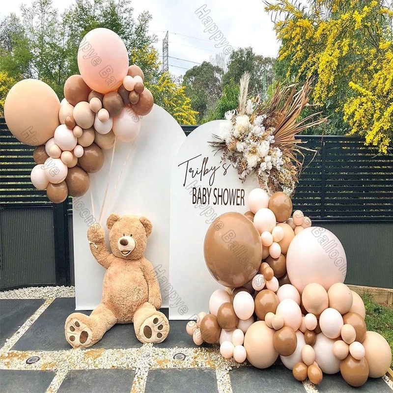 

Baby Shower Doubled Cream Peach Balloons Garland Arch Kit Decoration Apricot Coffee Ballon 15th Birthday Party Decor 124pcs