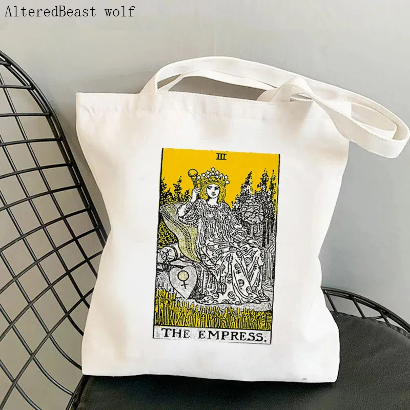 

Women Shopper bag The Empress Tarot Card Vintage Bag Harajuku Shopping Canvas Shopper Bag girl handbag Tote Shoulder Lady Bag