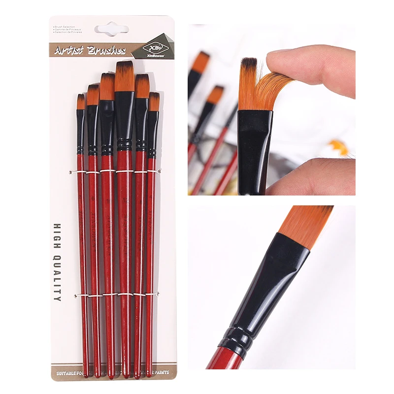 Нейлоновая кисть для масляной краски волос Круглая Плоская акриловая творчества