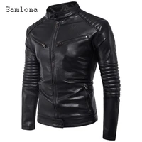 plus size 3xl mens pu leather jackets autumn casual motorcycle jacket 2021 new pleated faux leather coats pocket zipper overcoat