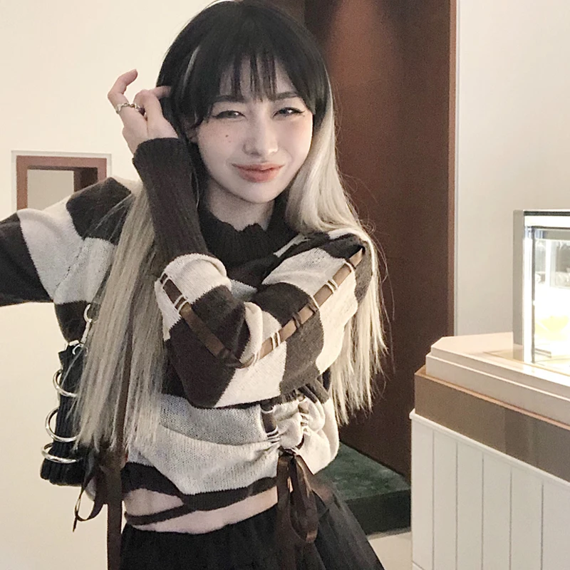 Женская одежда в полоску Harajpoo вязаный свитер с длинным рукавом новинка сезона