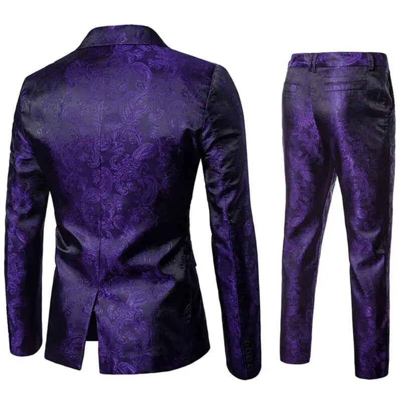 

2 Pcs Mens Formal Blazer Suit Jacket Tux Waistcoat Trousers Wedding Dress