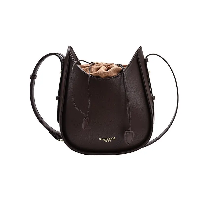 

Vintage PU Leather Bucket Bags For Women 2021 Fashion Branded Crossbody Shoulder Hand Bag Lady Trending Handbags And Purses