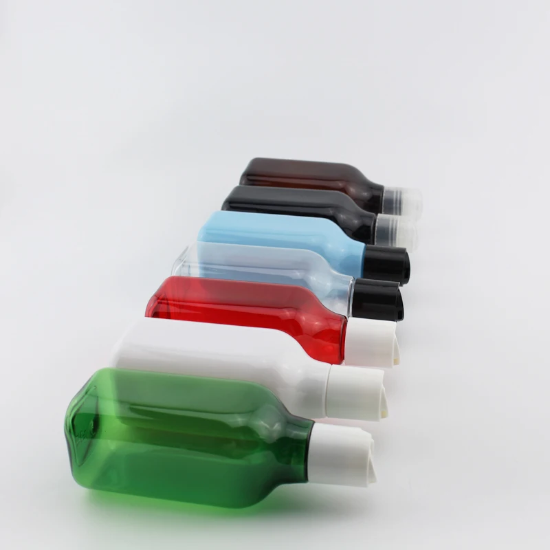 

200ml X 12 Empty White Azure Amber Bottles With Plastic Disc Cap Refillable Travel Containers For Persoanl Care Shampoo Vials