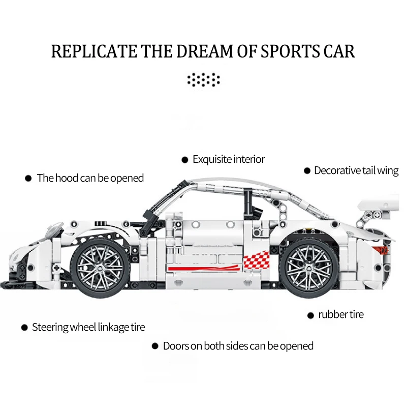 

Creator Expert GT Racing Car 911 Super Sport Speed Vehicle 1268 Pcs Moc Modular Bricks Building Blocks Technical Model Toys