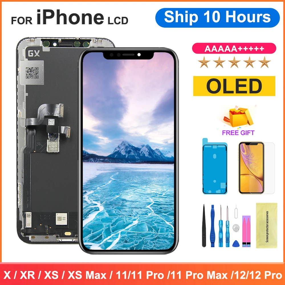 

Original GX-OLED Display For iPhone X OLED Display 12Pro XSMax XR Touch Screen Digitizer Assembly 11 Pro Max LCD Screen Truetone