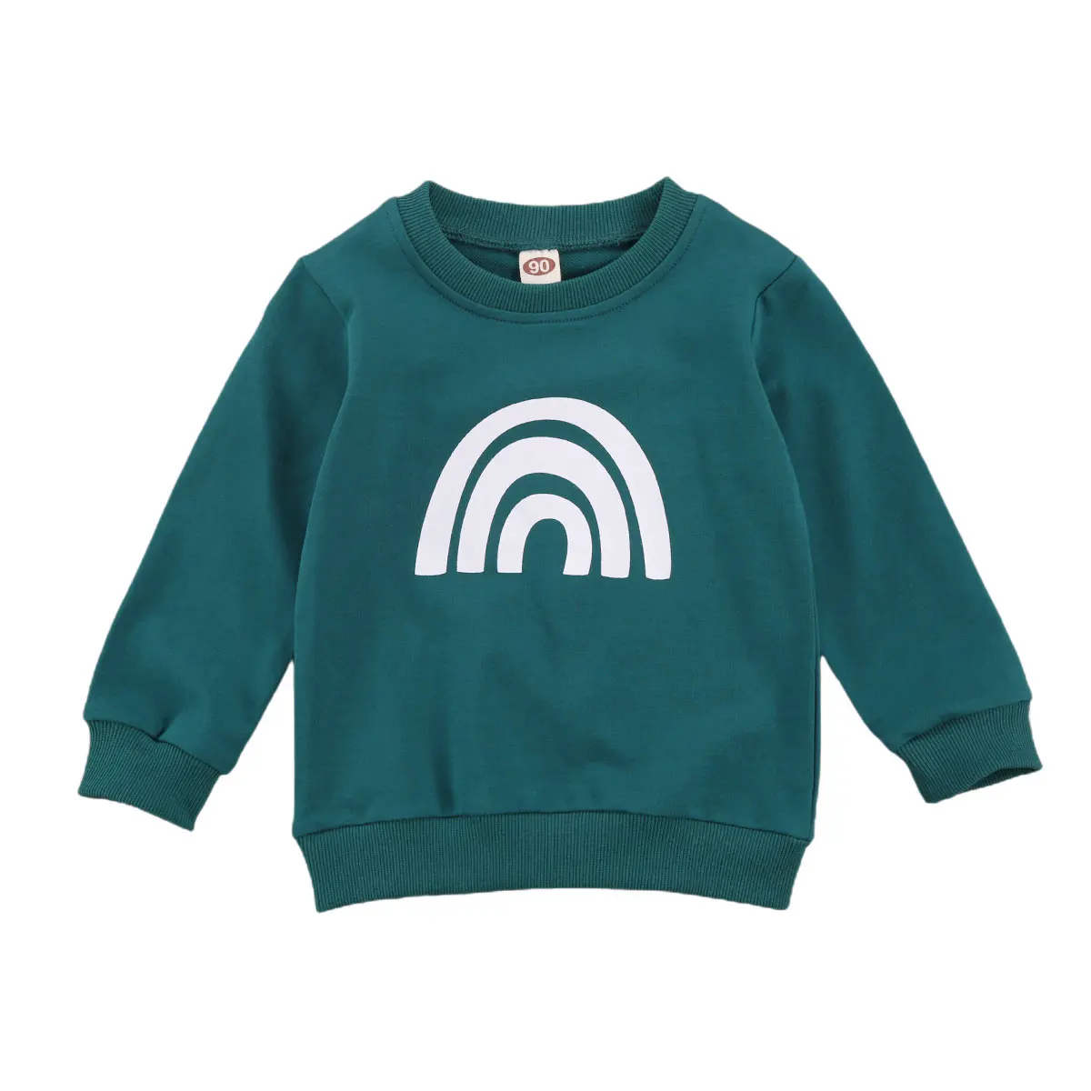 Toddler Baby Casual Sweatshirts Rainbow Printed Long Sleeve Round Neck Pullover Tops Baby Spring Autumn Hoodies Top 1-6T