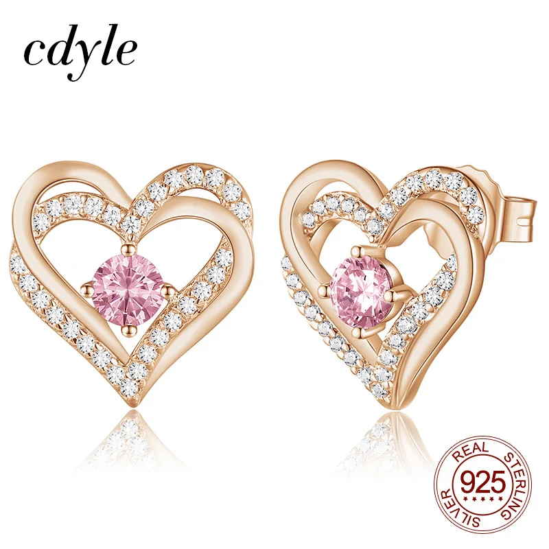 Женские золотые серьги Cdyle украшенные розовым кристаллом от Angel красивые