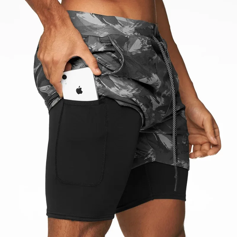 

Men's sports shorts fitness jogging 2021 camouflage running shorts men's two-in-one double-layer quick-drying fitness muscle