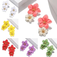 creative fashion fashion hot selling earrings europe and the united states stylish multi color double layer flower earrings simp
