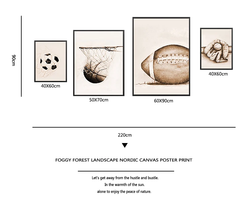 Американский Ретро плакат по футболу и баскетболу Настенная картина холст в