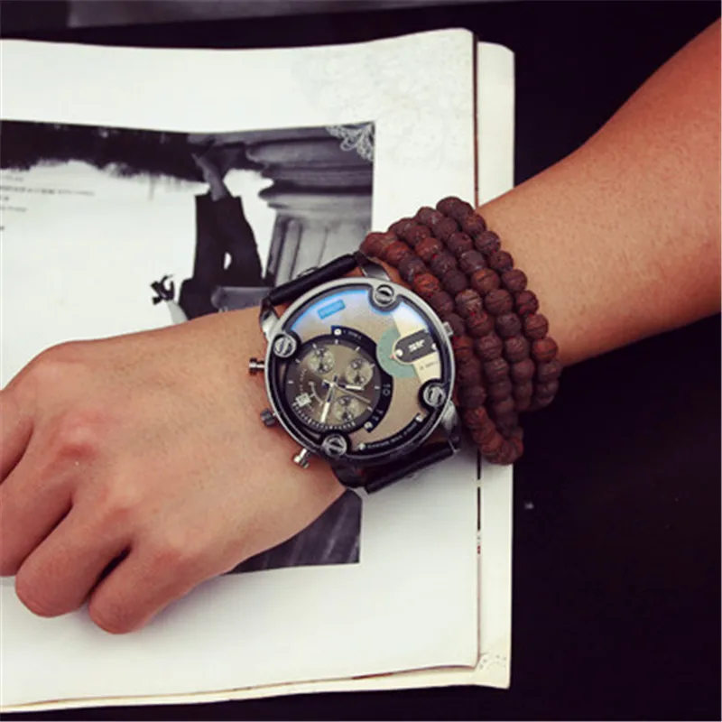 

2021 New Big Mens Watch Sport Quartz Men Wristwatches Black Led Digital Shock Leather Auto Date Relogio Masculino Dropshipping