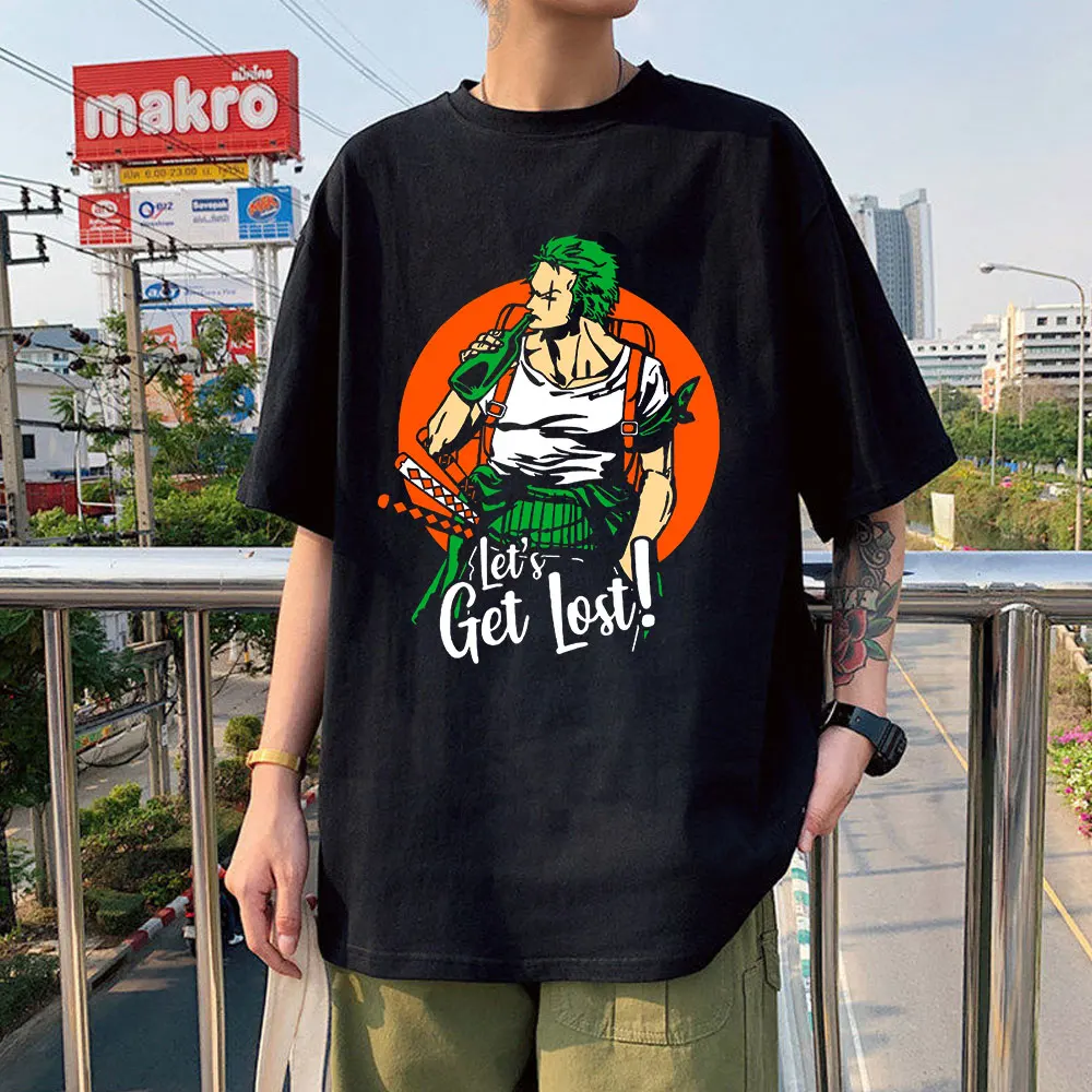 

Summer Men Tshirts Zoro Roronoa T Shirts One Piece Funny Premium Cotton Tee Shirt Fitness Anime Comics Harajuku Oversized Tops
