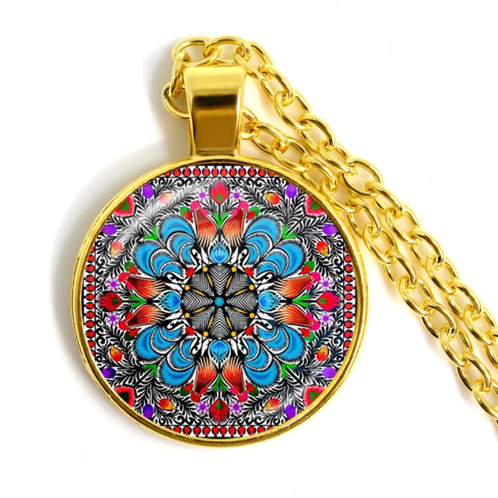 Ожерелье с подвеской в виде польского народного искусства 25 мм стеклянный