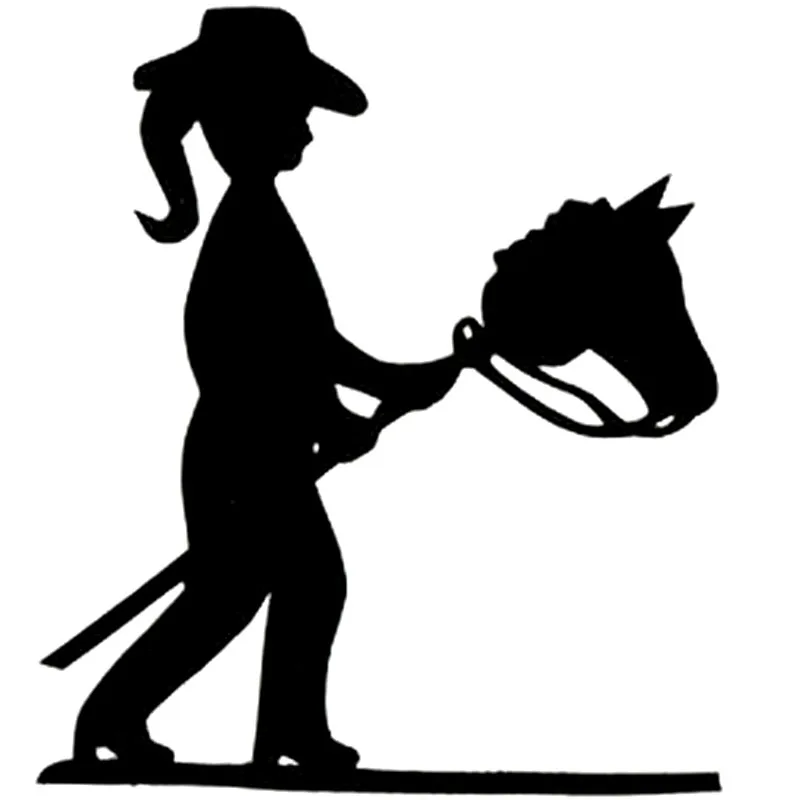 

Cowgirl Children Horse Toy Flower High Quality Car Window Decoration Personality Pvc Waterproof Applique Black/white, 16cm*14cm