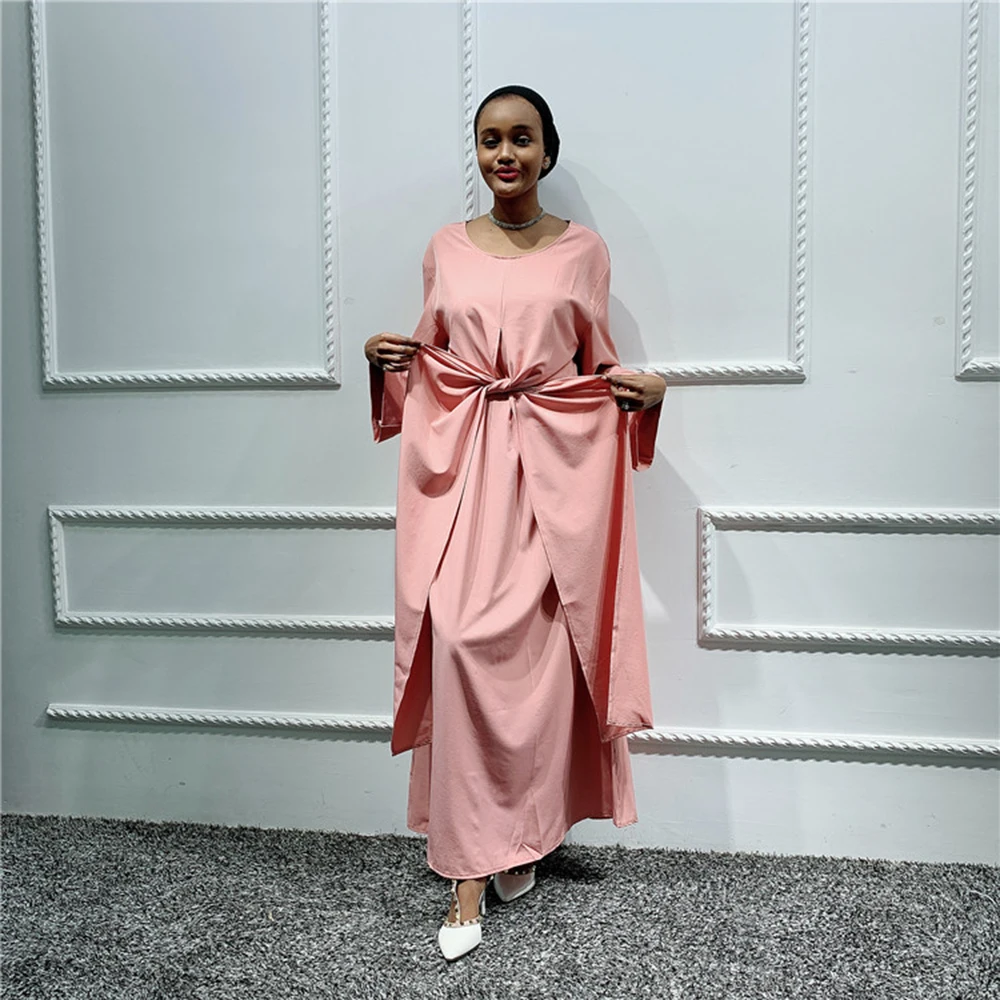 pink dress Абая Дубай, Турция Ислам Мусульманский хиджаб платье кафтан Саудовская Аравия африканские платья Абая для женщин Кафтан Elbise ислам ic одежда - Цвет: pink dress