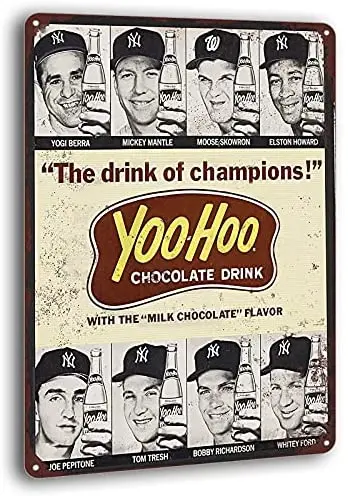 

BAYABU Metal Tin Sign 1964 Baseball Stars for Yoo-Hoo Vintage Reproduction Home Wall Decor 8 x 12 inches