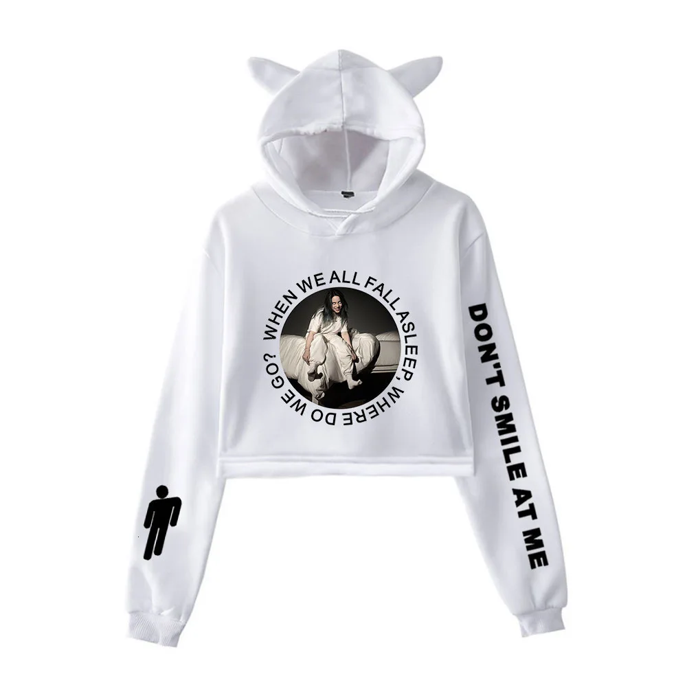 Billie Eilish Женская толстовка с капюшоном толстовки Kpop Kawaii корейский негабаритный