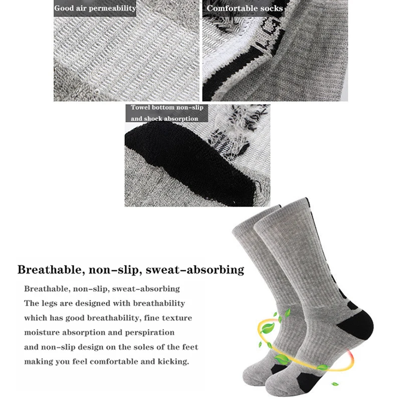 

Men Elite Sports Socks Sweat-absorbent Non-slip Running Socks Cycling Basketball Football Tennis Towel Bottom Outdoor Socks