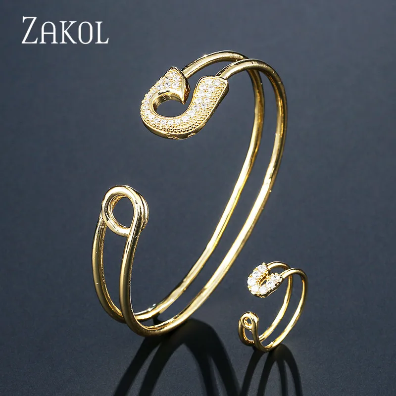 ZAKOL новинка модные серьги с кубическим цирконием ожерелье браслет кольца набор