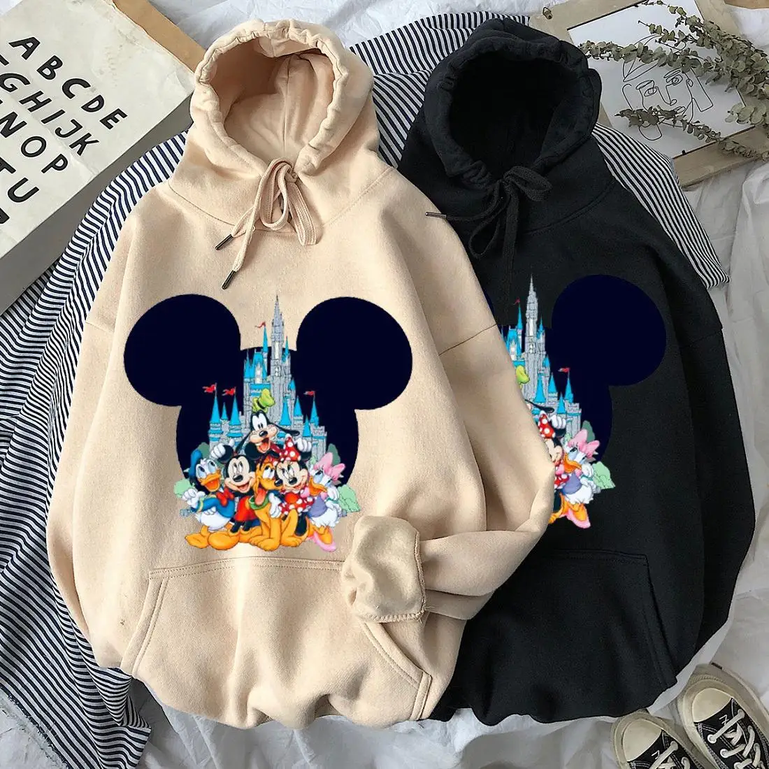 

Disney Women Sweatshirts Cartoon Hoodies Disneyland Warm Fashion Female Printed Casual Pullover Large Plus Size Women's Hoodie