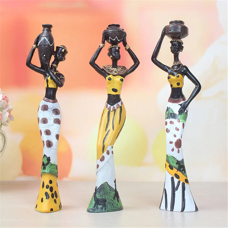 

3 African girls home decor resin figurine folk art Home decoration New home living room Decoration Crafts love Africa figurine