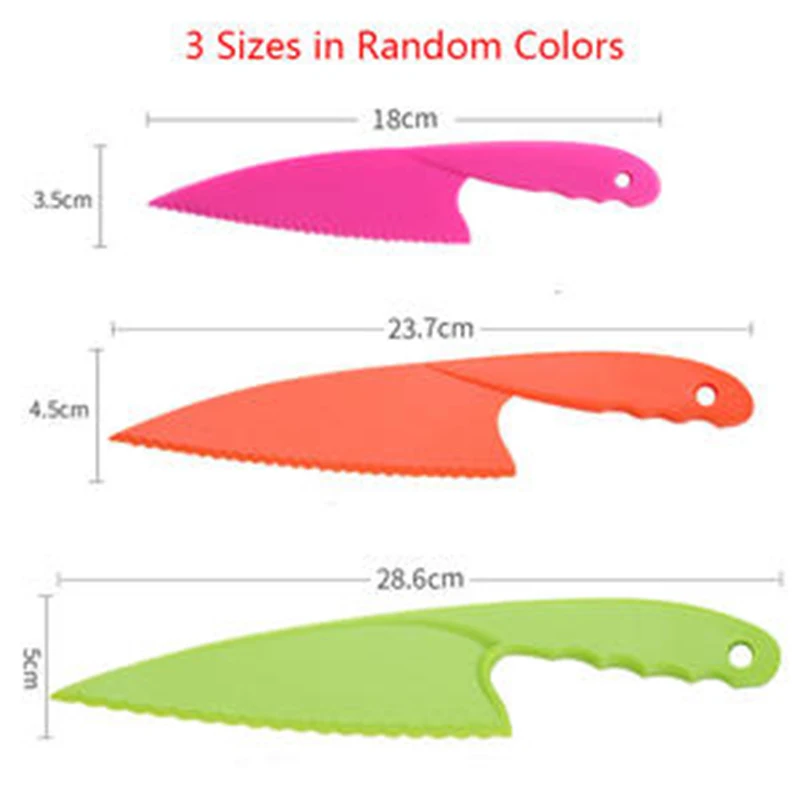 3pcs Nylon Kitchen Baking Knife Set Children's Cooking Knives Serrated Edges Kids' Knives Kid Plastic Knife for Kitchen Children images - 6