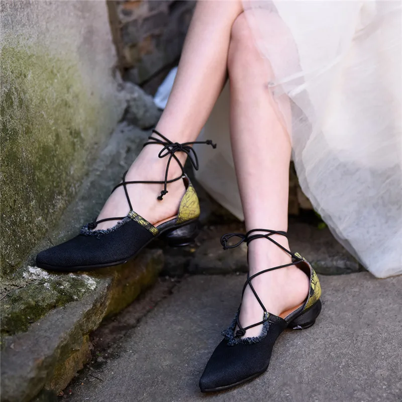 

Artmu Origional Summer New Retro Chunky Heels Women's Shoes Pointed Toe Chunky Heels Strap Handmade Sandals 2022-6