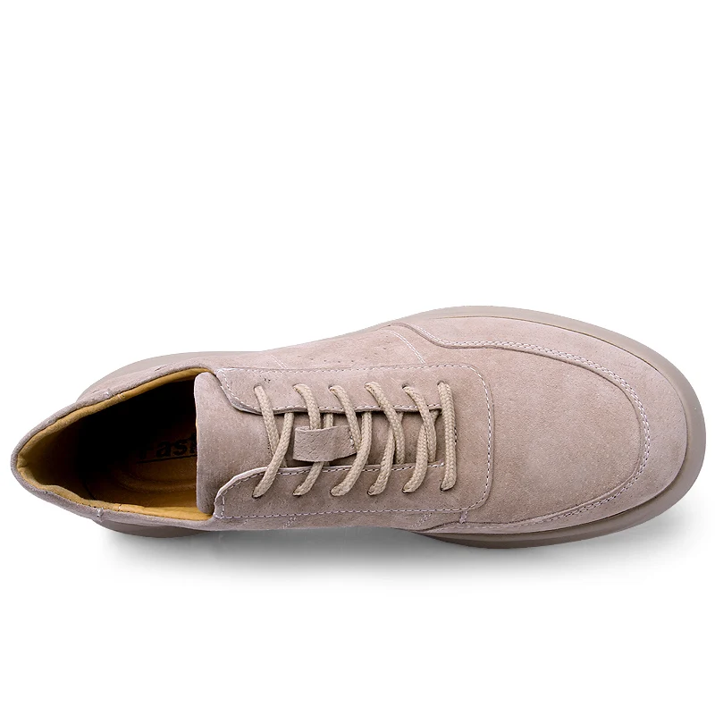 Brand Genuine Leather Men Shoes Lace-Up Breathable Soft Autumn Casual Flats Simple Grey Style Fashion Footwear Walker Peak | Обувь