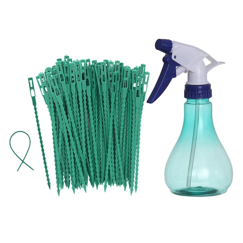 

100 Pieces Adjustable Garden Plant Twist Ties (Green) & 10Pcs Trigger Spray Bottle Water Spritzer Bottle Nozzle