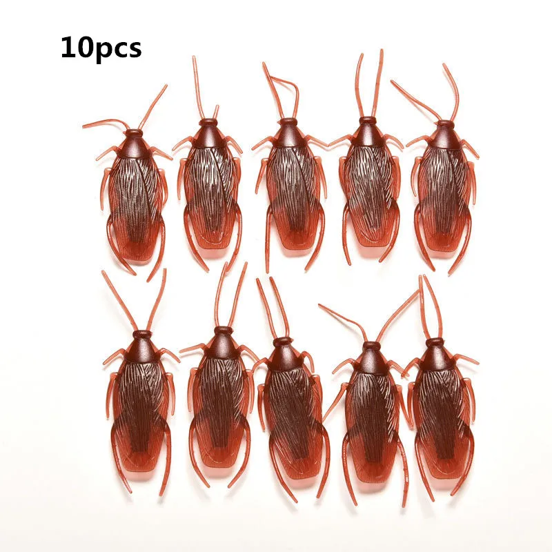 

10pcs Prank Funny Trick Joke Toys Special Lifelike Model Simulation Fake Rubber Cockroach Cock Roach Bug Roaches Toy