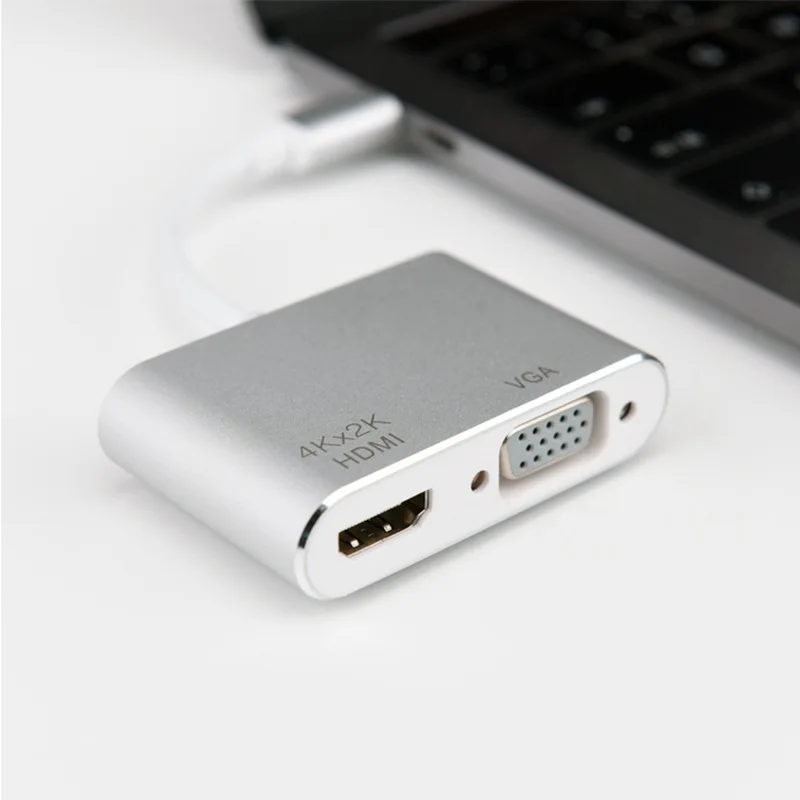 USB C концентратор типа к HDMI VGA адаптер конвертер 4K Thunderbolt 3 для ноутбука Google Chromebook