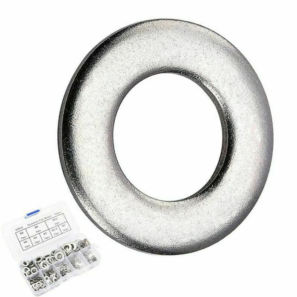 

360Pcs Stainless Steel Flat Washer Sealing Ring Washers Assortment Set M2 2.5 3 4 5 6 8 10 Gasket Supplies