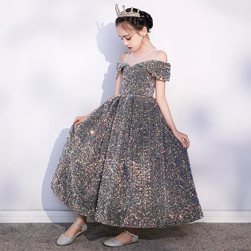 

Little Kids Sequin Lace First Communion Dresses Glitz Ball Gown Pageant Dress Flower Girl Dresses for Weddings Banquet Clothes