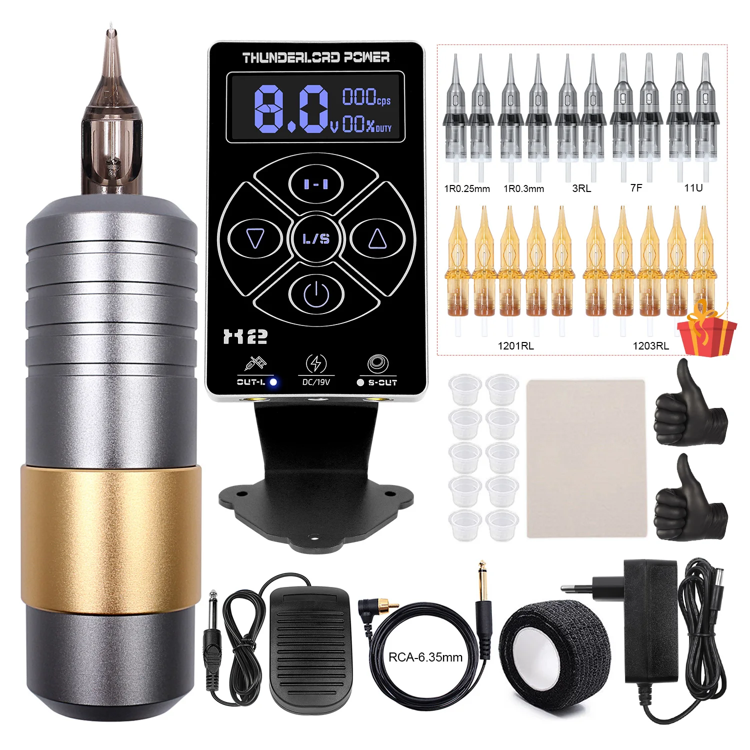 

Professional Tattoo Machine Kit Rotary Pen Tattoo Machine Kit Tattoo Power Supply Rotary Pen with Cartridges Needles