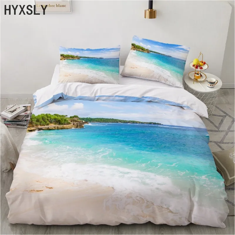 Постельное белье для пляжа и постельного белья комплект с цифровым 3D-принтом