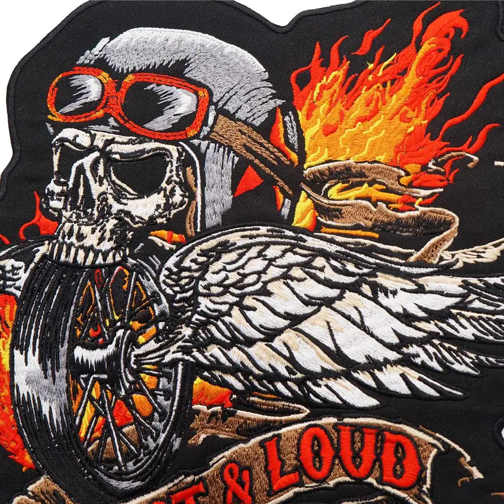Быстрый и громкий череп байкера вышитый ярлык панк байкерские нашивки наклейки