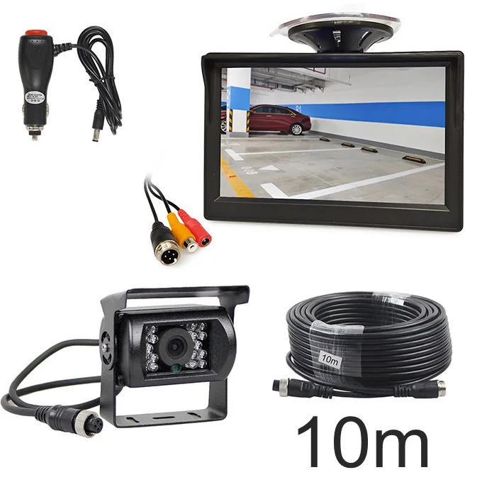 10m DIYKIT " DC12V-24V 4PIN обратный автомобильный монитор заднего вида Водонепроницаемый CCD ночного видения резервный автобус грузовик камера автомобильное зарядное устройство - Цвет: 10m