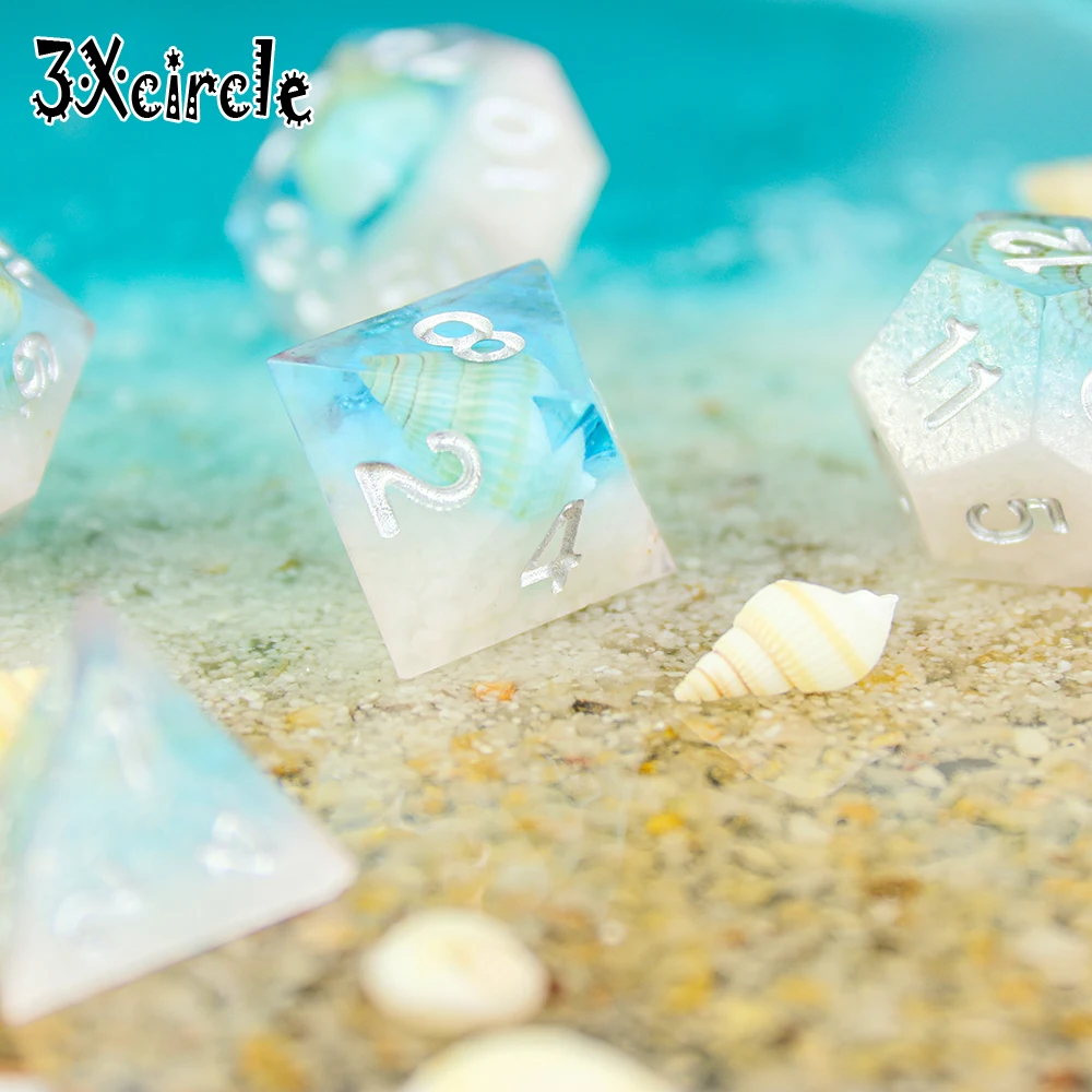 7 шт морскую тематику оболочки многогранные кости с цифрами комплект D4-D20 для Dados