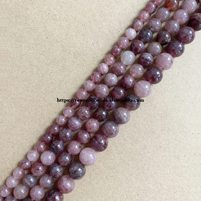 Genuine Semi-precious Natural AAAA Brazil Strawberry Quartz Crystal Stone Round Loose Beads 15