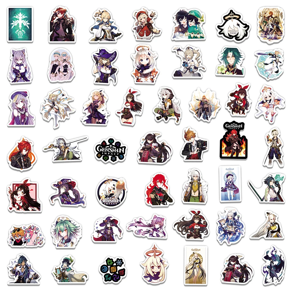 103050100 pcs anime game genshin impact stickers graffiti cartoon decals car bike guitar phone laptop cute sticker for kids free global shipping