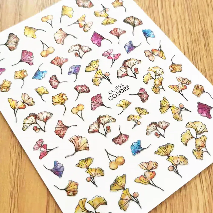 

Newest Laser Leaves Design 3D Self Adhesive Back Glue DIY Decal Decoration Tools Nail Stickers CL051