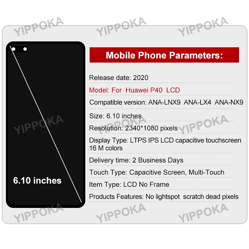 Pantalla t&aacute;ctil de reemplazo para Huawei P40, ANA-AN00 LCD Original de 6,1 pulgadas, ANA-TN00, ANA-NX9, piezas de repuesto, ANA-LX4-1