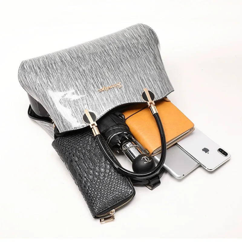 

Luxury Women's Bag Designer Patent Leather Boston Messenger Bag New Leather Handbags Fashion Colorful Leather Shoulder Bag