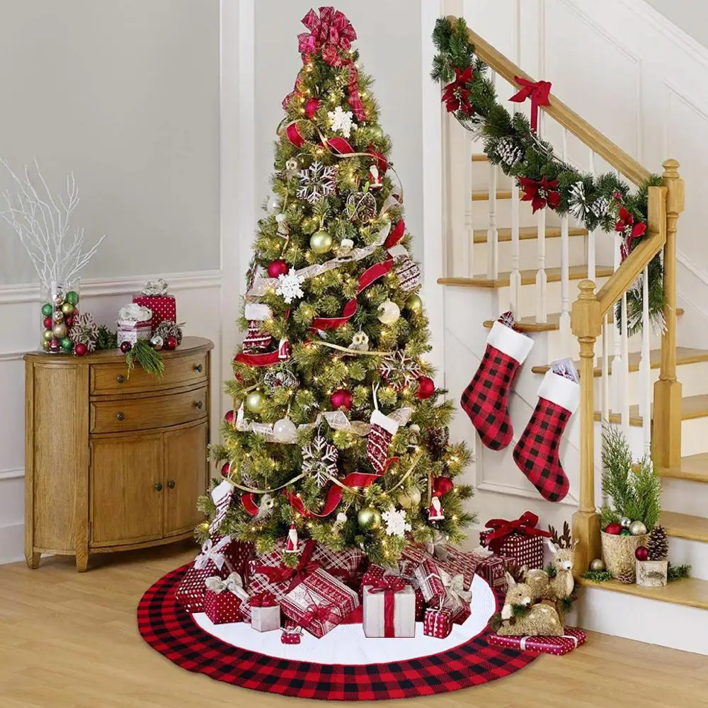 

PATIMATE Christmas Knitted Tree Skirt Navidad Natal Happy New Year 2021 Merry Christmas Ornament 2020 Christmas Decor For Home