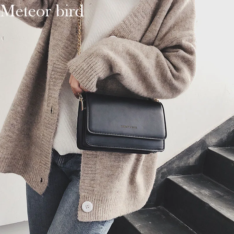 Meteor bird black mini square women shoulder bags small messenger bag little Japanese crossbody bag