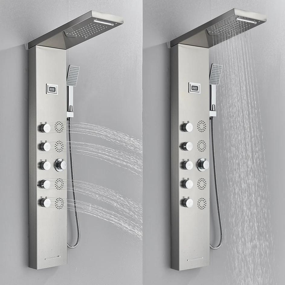 Черный смеситель для душа ванной комнаты набор душевых панелей ванны с ручным