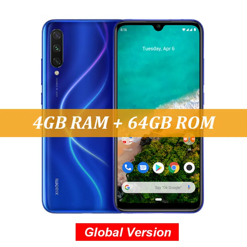 Blue Глобальная версия Xiaomi mi A3 mi A3 4GB 64GB мобильный телефон Snapdragon 665 48MP Тройная камера 32MP фронтальная камера 6,08" AMOLED экран - Цвет: Blue