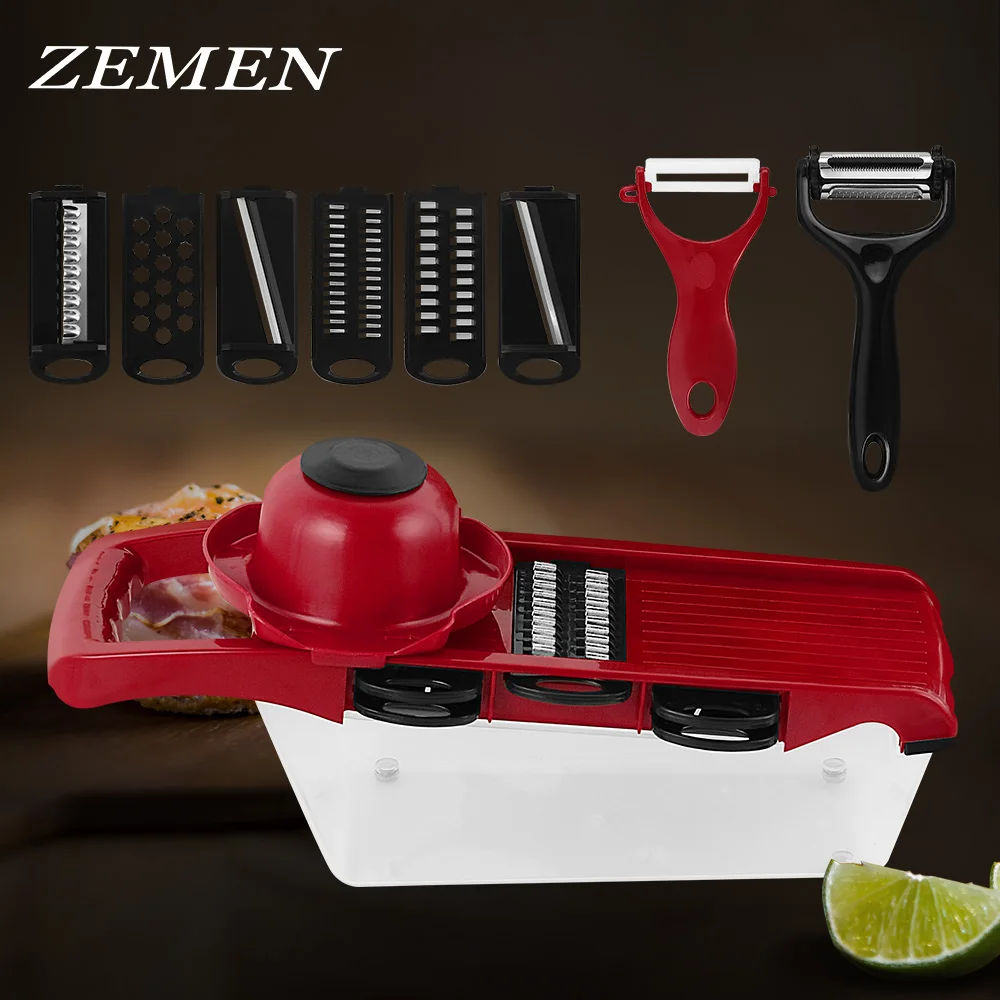 ZEMEN Vegetable Cutter Slicer Cheese Grater Potato Dicer Kitchen Tools Stainless Steel Mandoline Fruit |